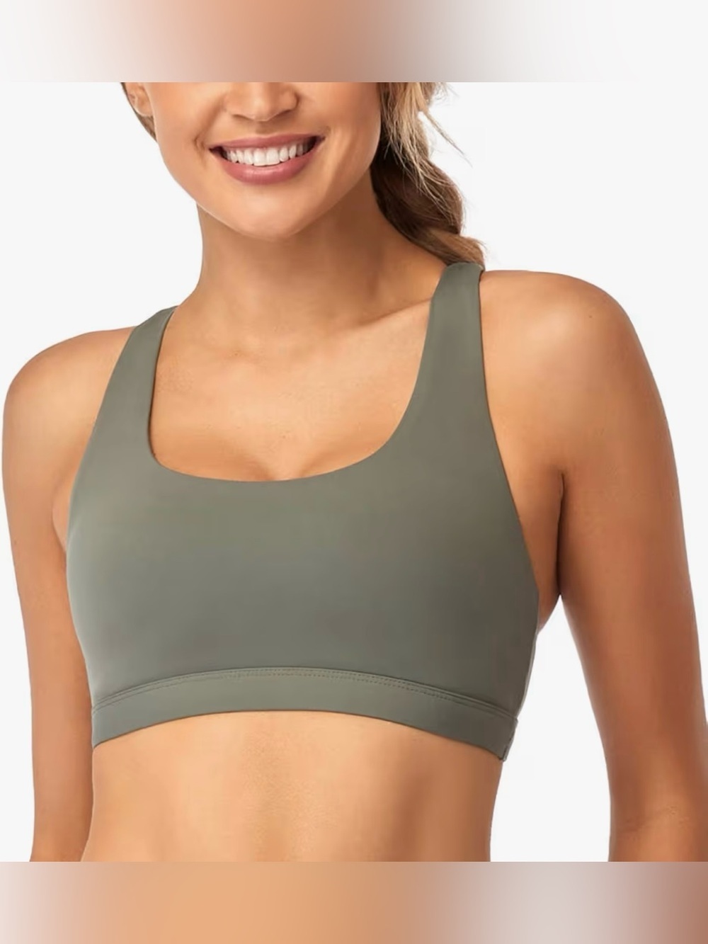 Women’s Gray Criss Cross Back Sports Bra Size Medium NWT Style